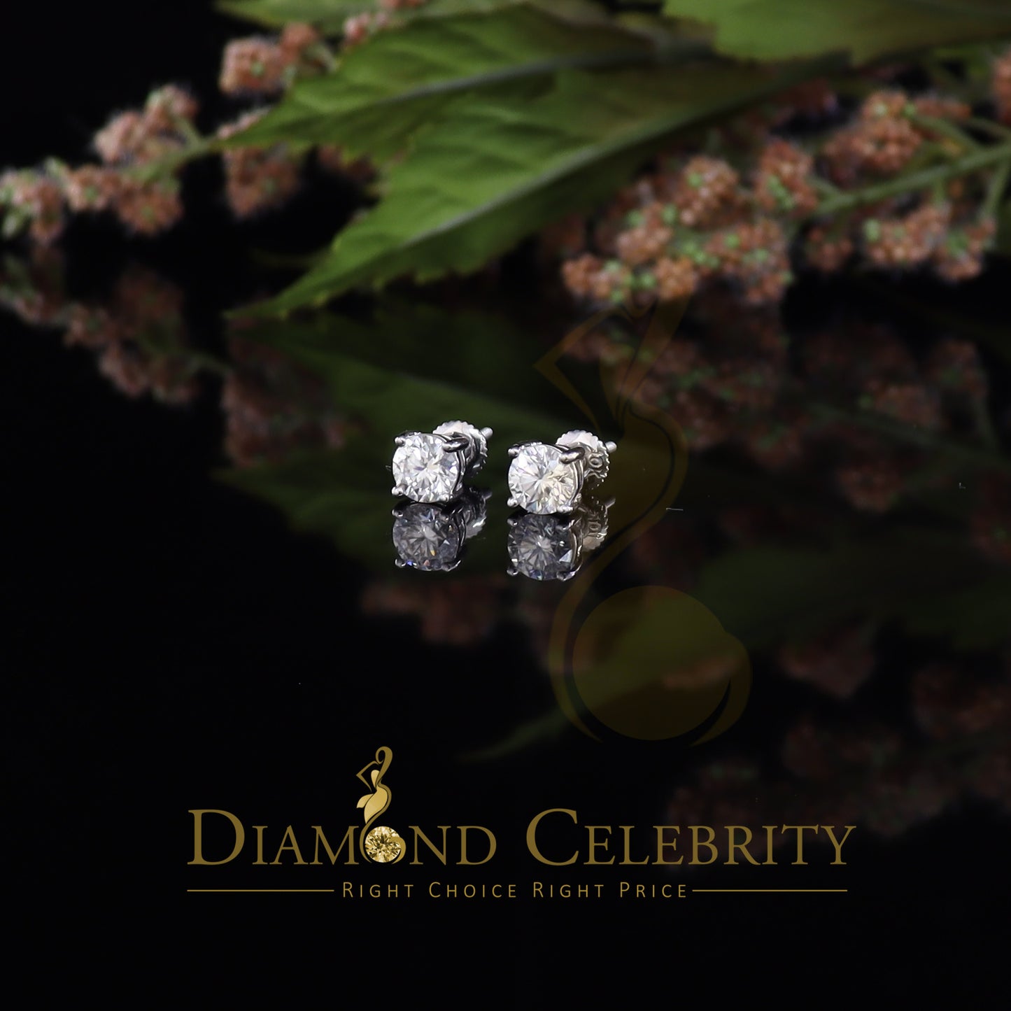 Diamondcelebritees Men's & Women Stud White 925 Silver 1.00ct VVS 'D' Moissanite Stud Stud Earrings