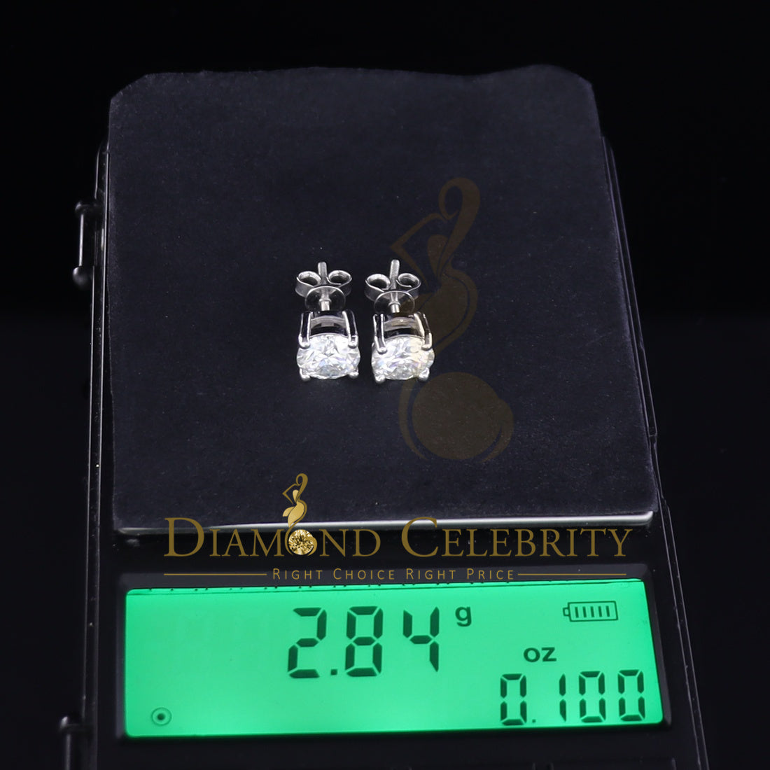 Diamondcelebritees Mens & Womens stud 925 silver White 3.00ct VVS 'D' Color Moissanite CZ Earrings