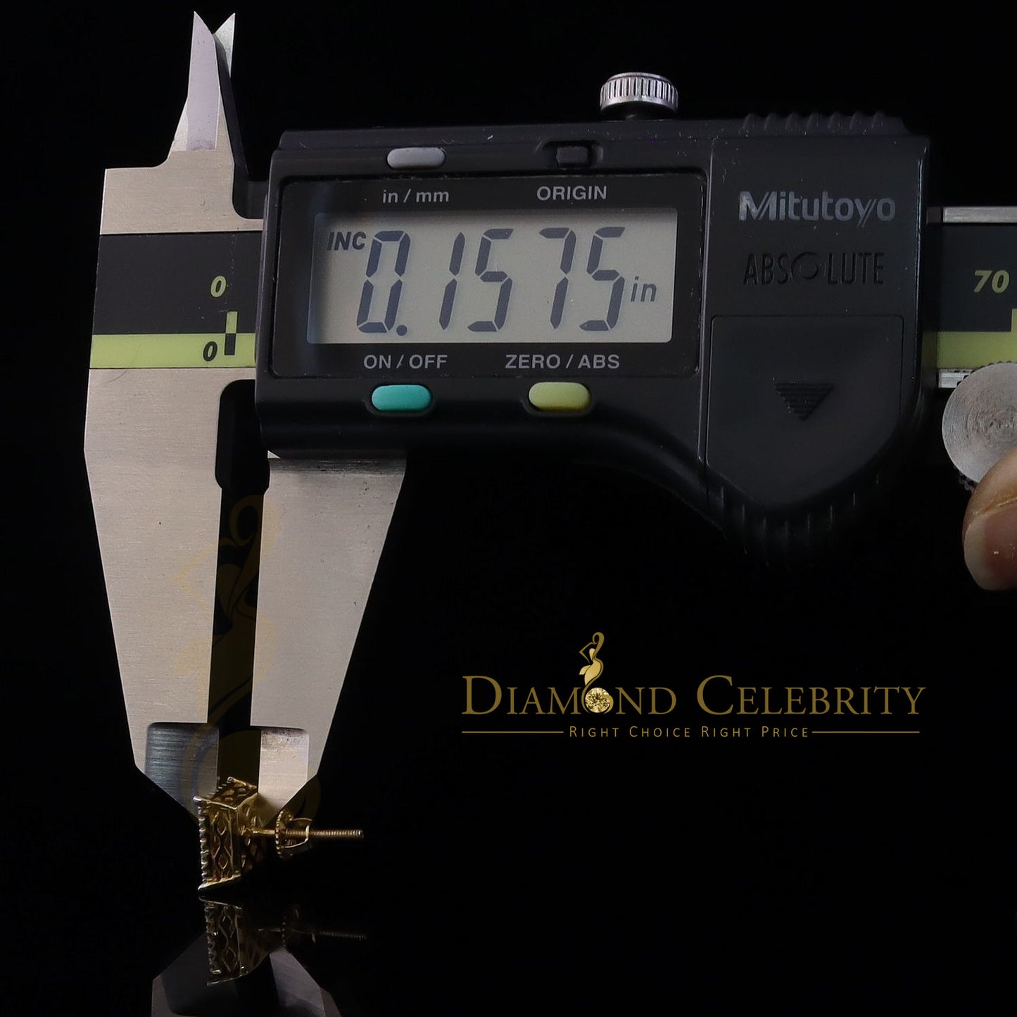 DiamondCelebritees Men's/Womens 925 Silver Yellow 0.55ct VVS 'D' Moissanite Square Stud Earrings