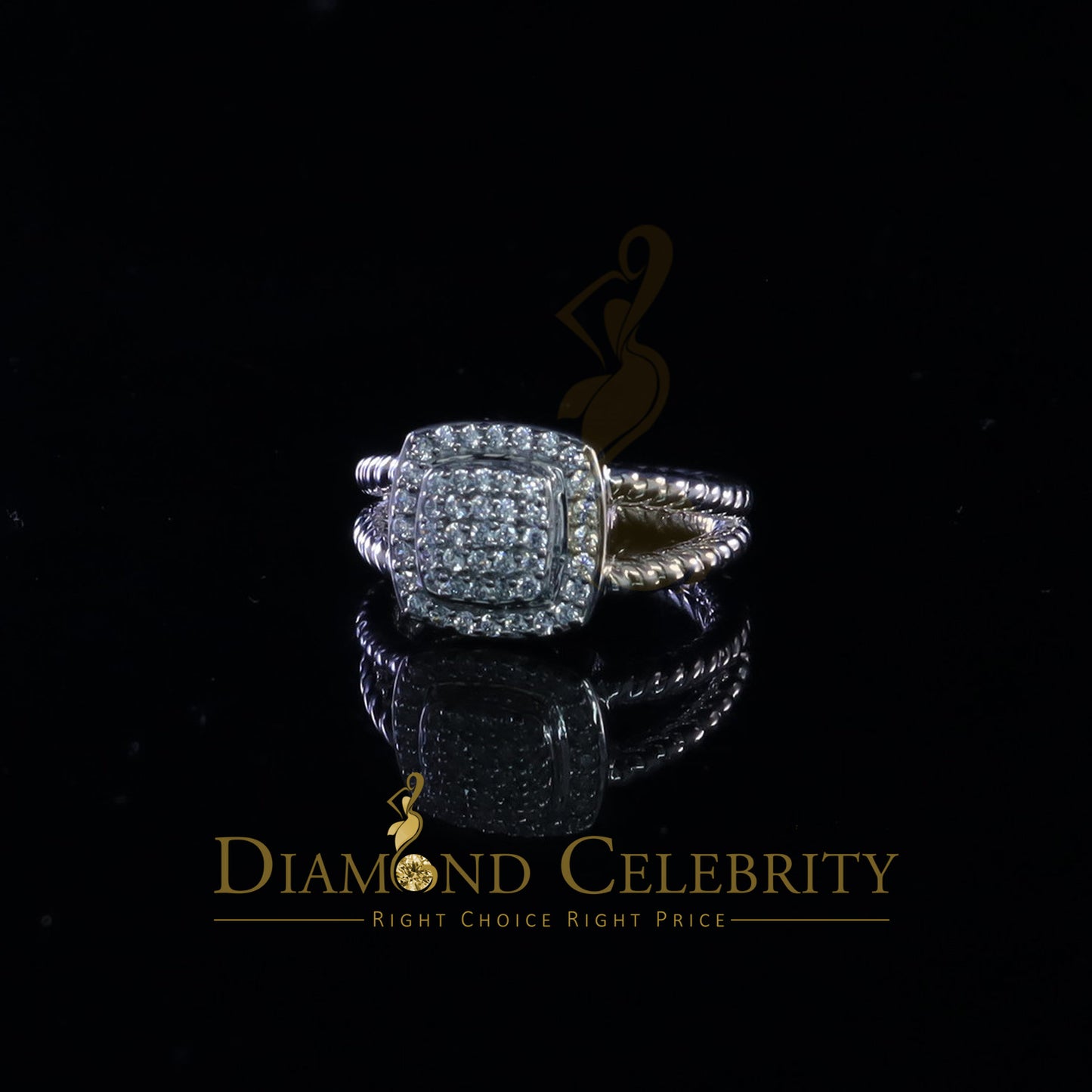DiamondCelebritees 0.95ct Cubic Zirconia 925 Sterling White Silver Square Womens Ring Size 7.5
