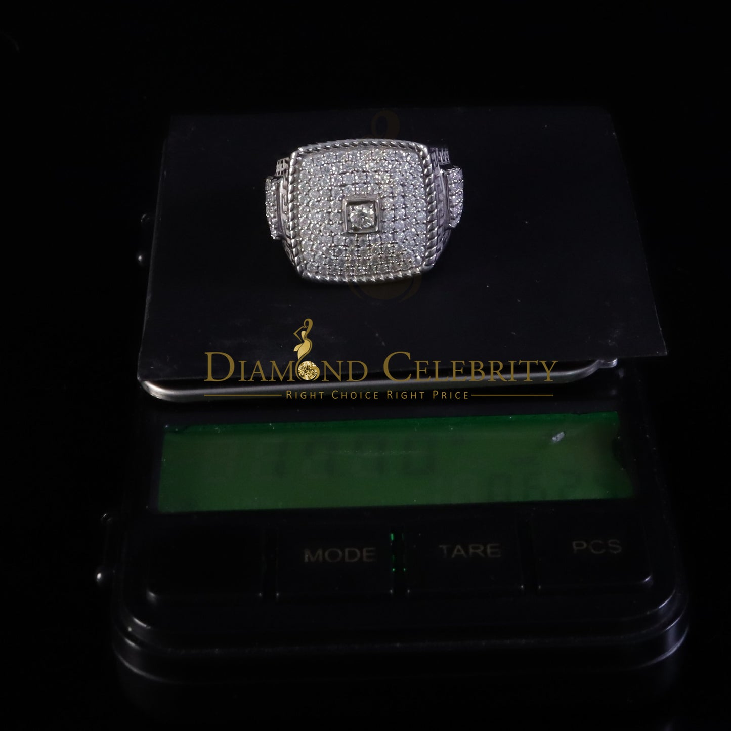 DiamondCelebritees Men's & Women's 925 Silver White VVS 'D' Square 3.00ct Moissanite Rings Size 10