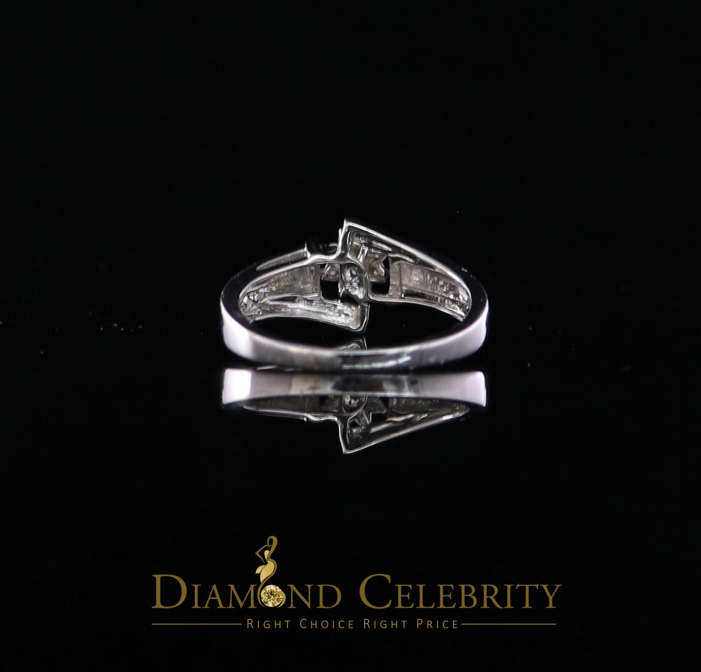 DiamondCelebritees Real 0.10 CT Diamond with 10kt Real White Gold Floral Shape Womens Size 6.5