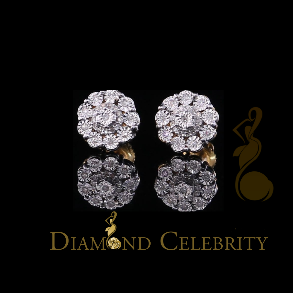 DiamondCelebritees10K Real Yellow Gold Real Micro Diamond 0.15CT Men's/Women's Stud Earring