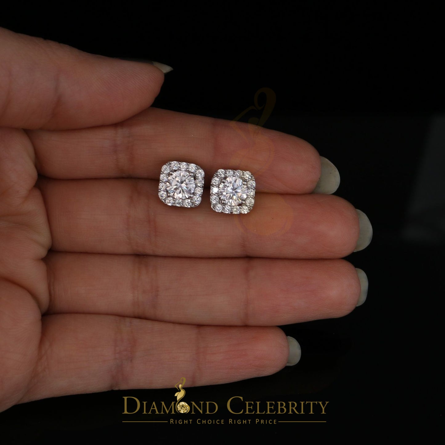 DiamondCelebritees White 3.8ct Cubic Zirconia 925 Sterling Silver Women's & Men's Square Earrings
