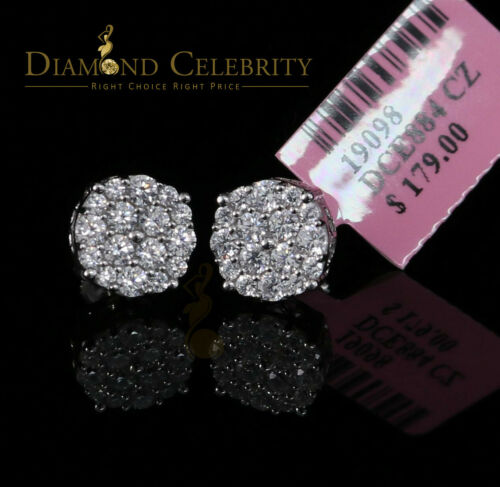 DiamondCelebritees 925 Sterling White Silver 2.0ct Cubic Zirconia Round Women's Stud Earrings