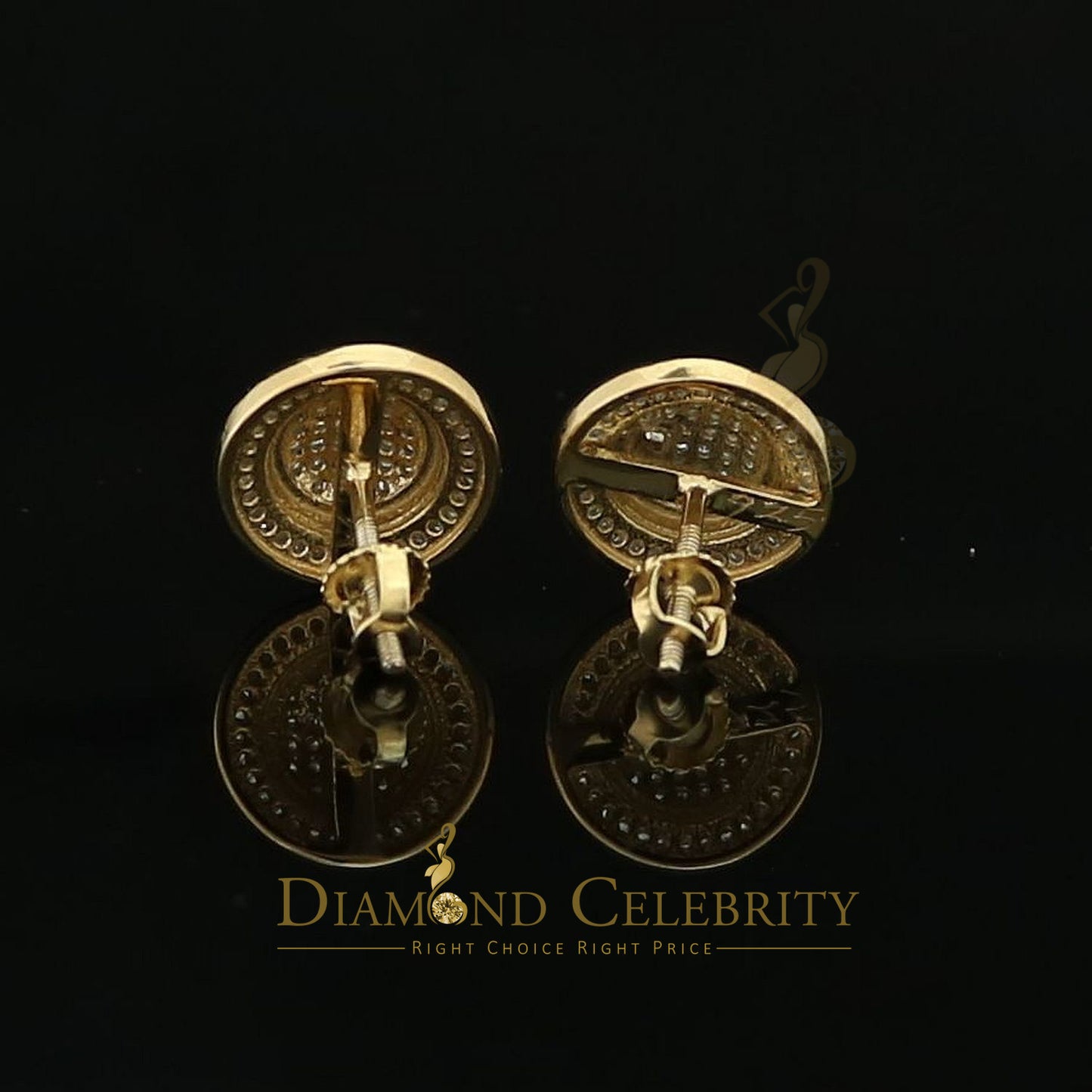 DiamondCelebritees Aretes Para Hombre Square 925 Yellow Silver 0.33ct Diamond Women & Men Earrings