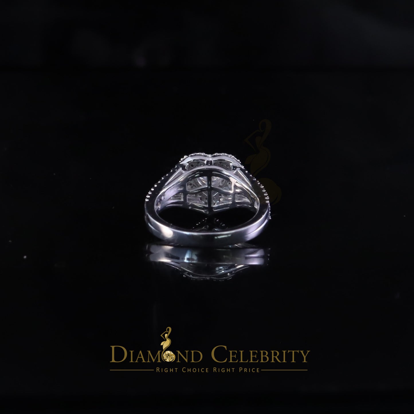 DiamondCelebritees White Silver 1.50ct VVS 'D' Round Moissanite Heart Ring Size 7 for Women's