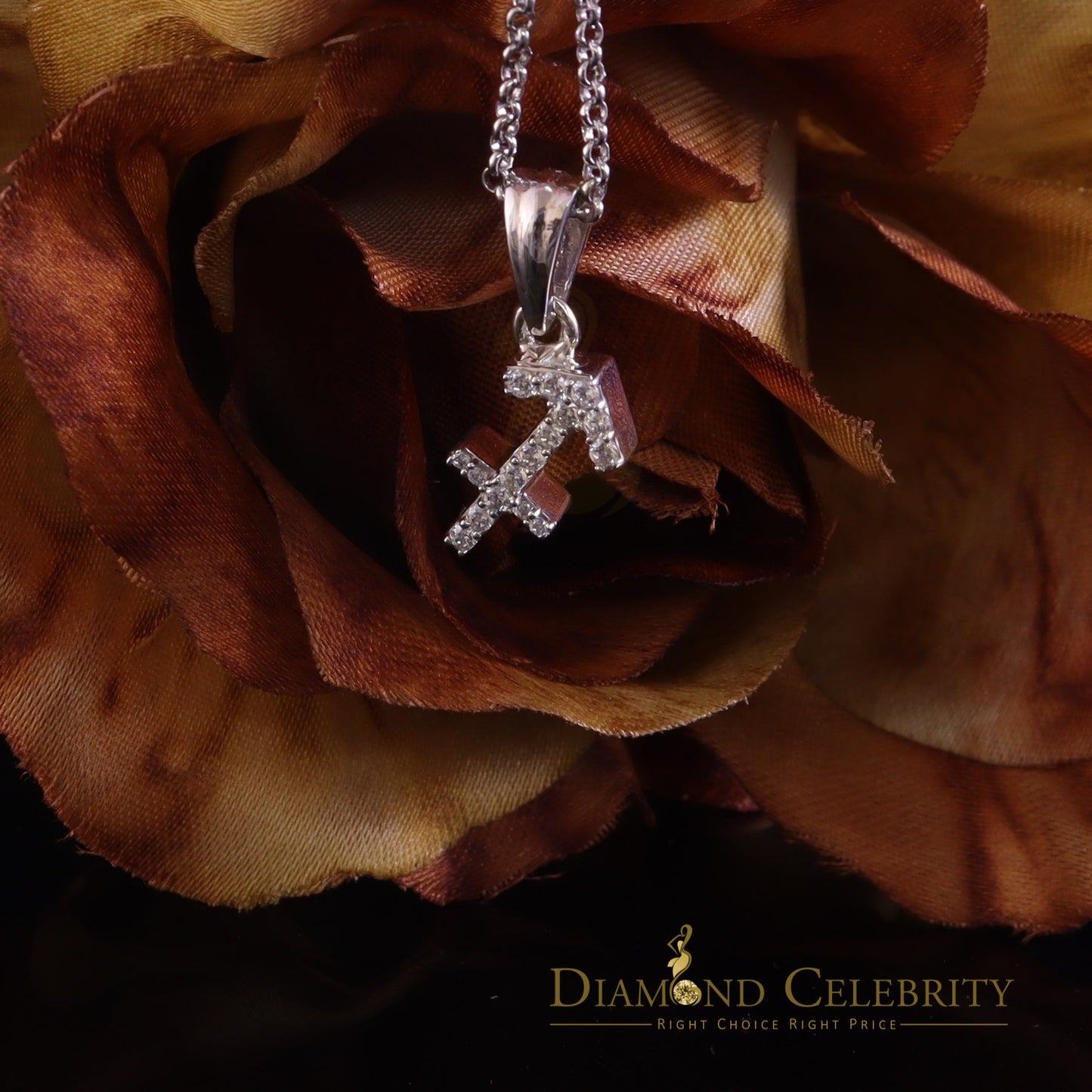 DiamondCelebritees 0.34ct Cubic Zirconia White Silver SAGITTARIUS-DECEMBER Pendant Men's & Women's