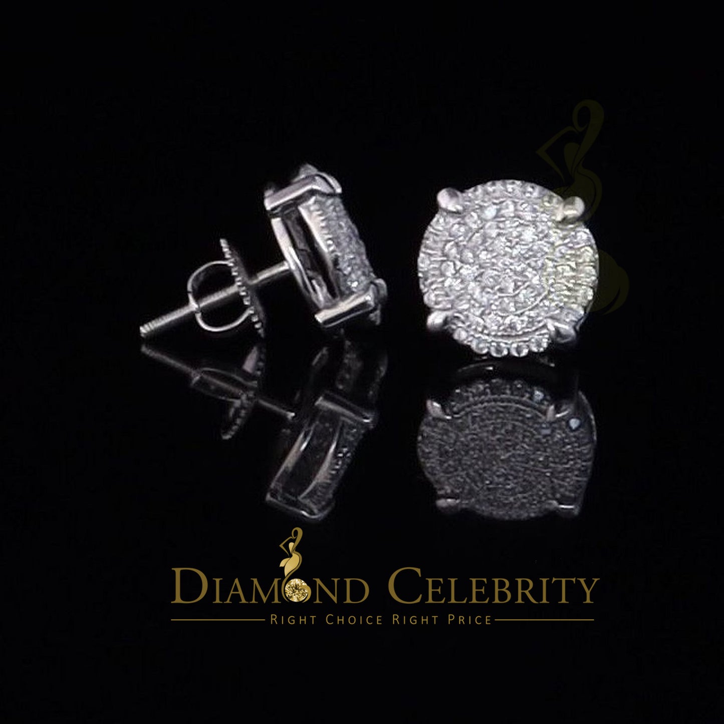 DiamondCelebritees 925 White Sterling Silver 1.06ct Cubic Zirconia Round Women's Stud Earrings