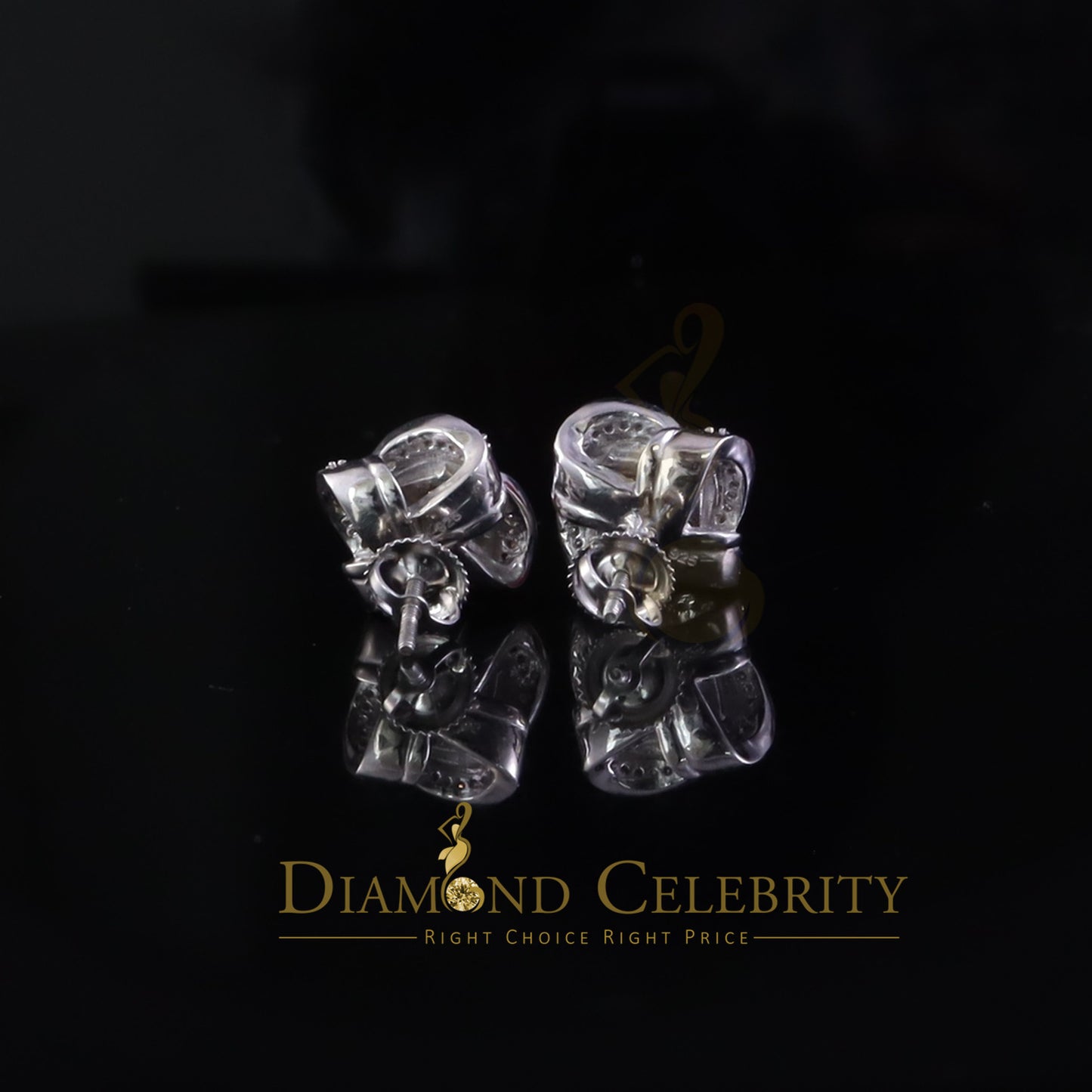 Diamondcelebritees Best 1.00ct VVS D Moissanite 925 White Silver Men's/Womens Knot Stud Earrings