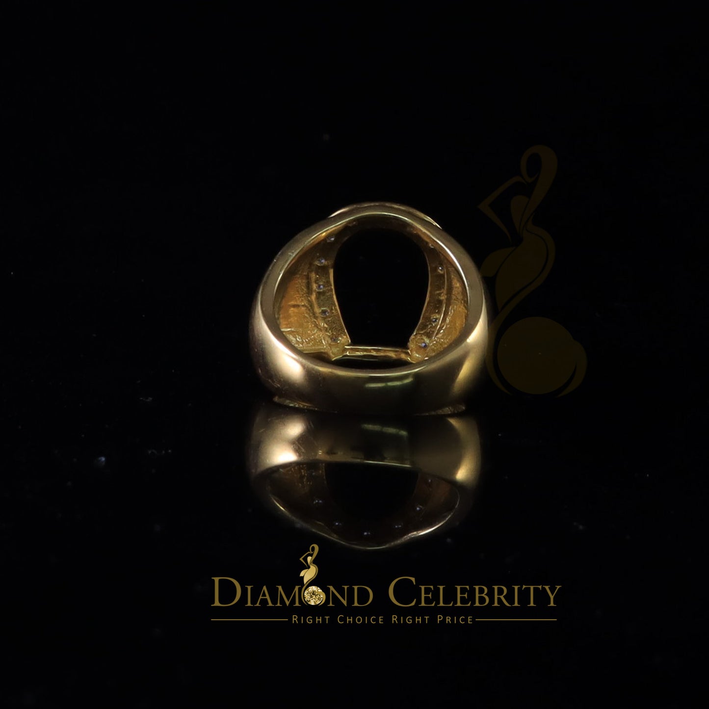 DiamondCelebritees 925 Sterling Yellow Silver Cubic Zirconia 0.26ct Horsehoe Womens Ring Size 7