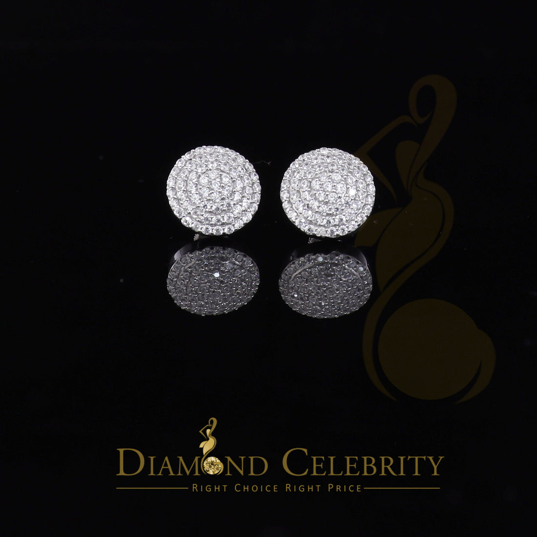 DiamondCelebritees 925 Sterling White Silver 2.44ct Cubic Zirconia Round Women's Stud Earrings