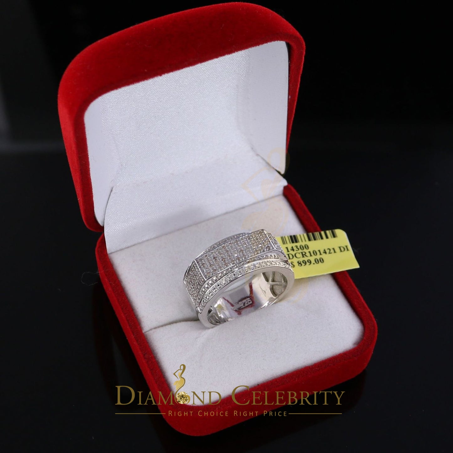 DiamondCelebritees Trendy Micro 0.33ct Real Diamond Men's 925 Silver White Band Style Ring Sz 10