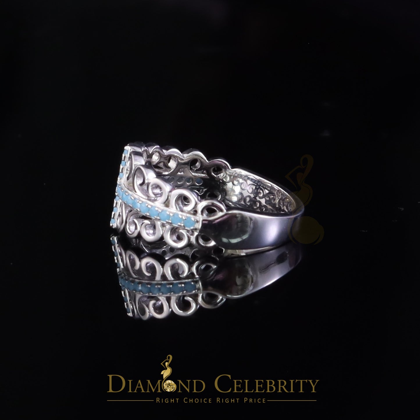 DiamondCelebritees 925 Sterling White Silver 0.50ct Cubic Zirconia Cross Shape Womens Ring Size 7