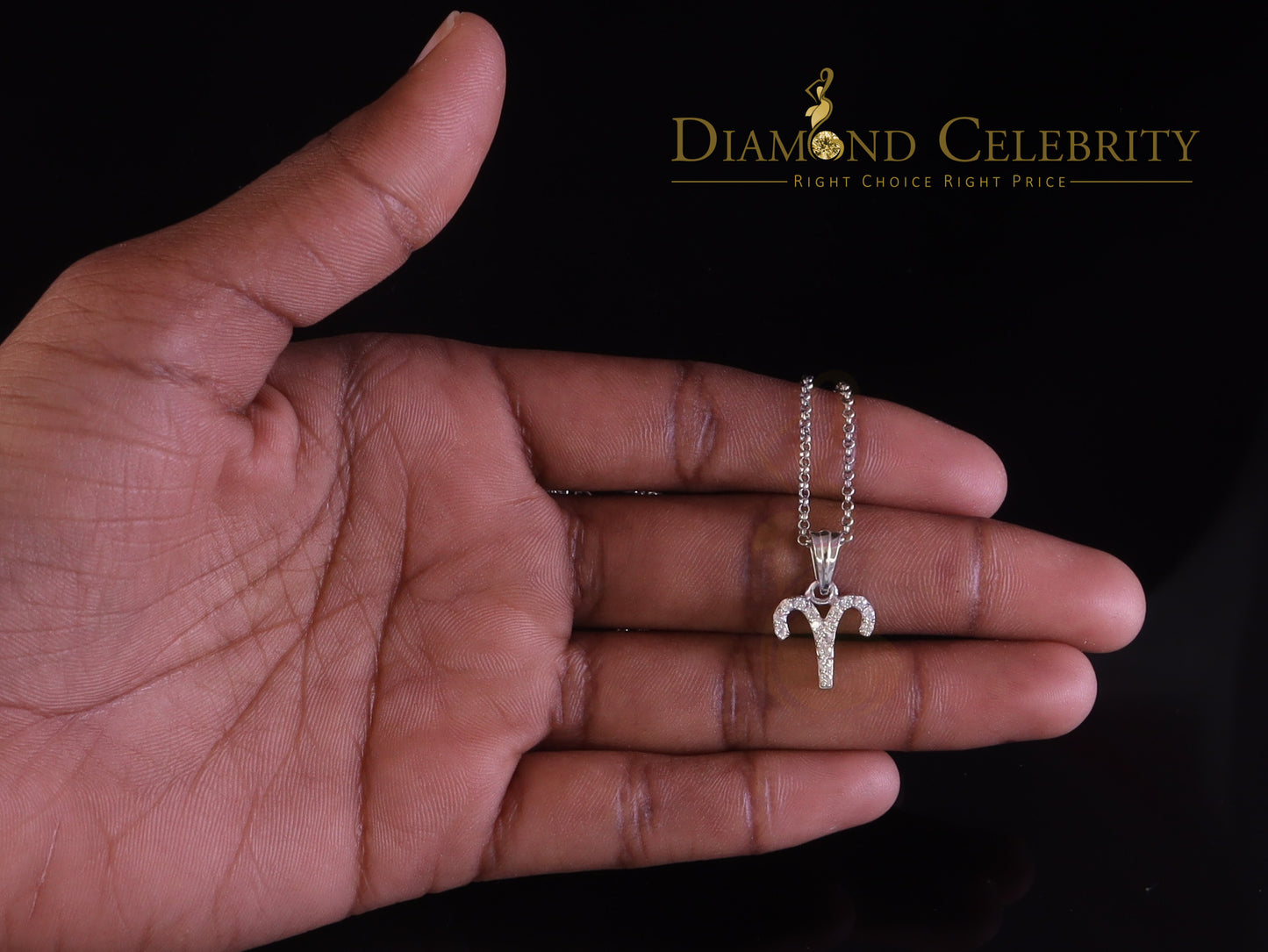 DiamondCelebritees 0.42ct Cubic Zirconia White Silver ARIES-APRIL Month Pendant for Men's & Women's
