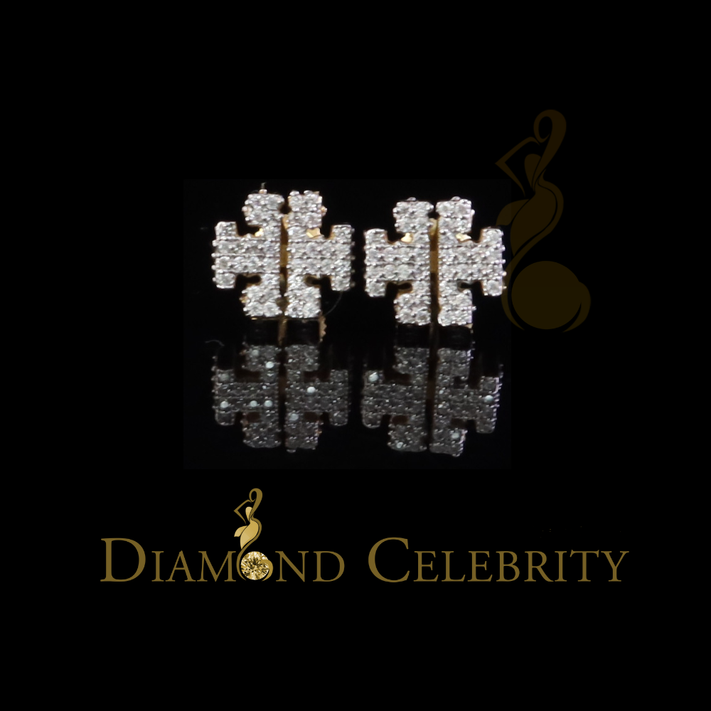 DiamondCelebritees 925 Yellow Silver 1.00ct VVS 'D' Moissanite Tory Burch Stud Earring Men's/Womens