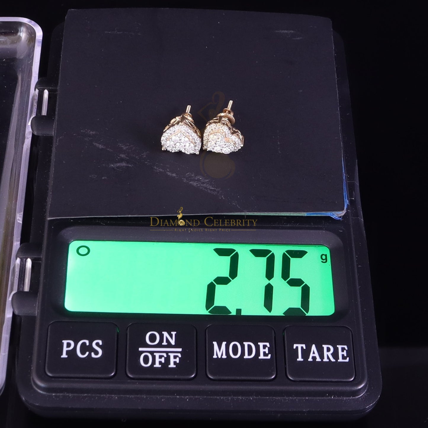 DiamondCelebritees Men's/Womens 925 Silver Yellow 1.00ct VVS 'D' Round Moissanite Heart Earrings
