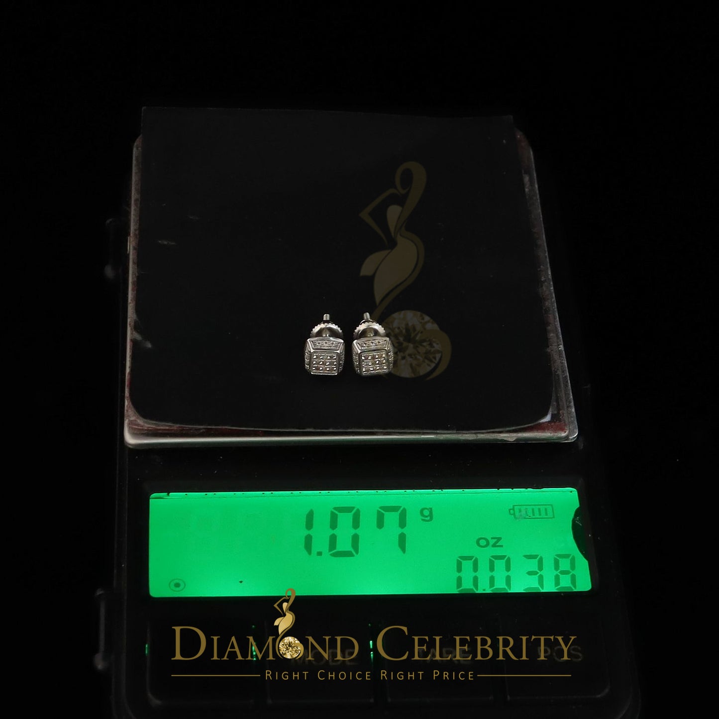 DiamondCelebritees 0.05ct Diamond Square Earrings For Women White 925 Sterling Silver Stud For Men