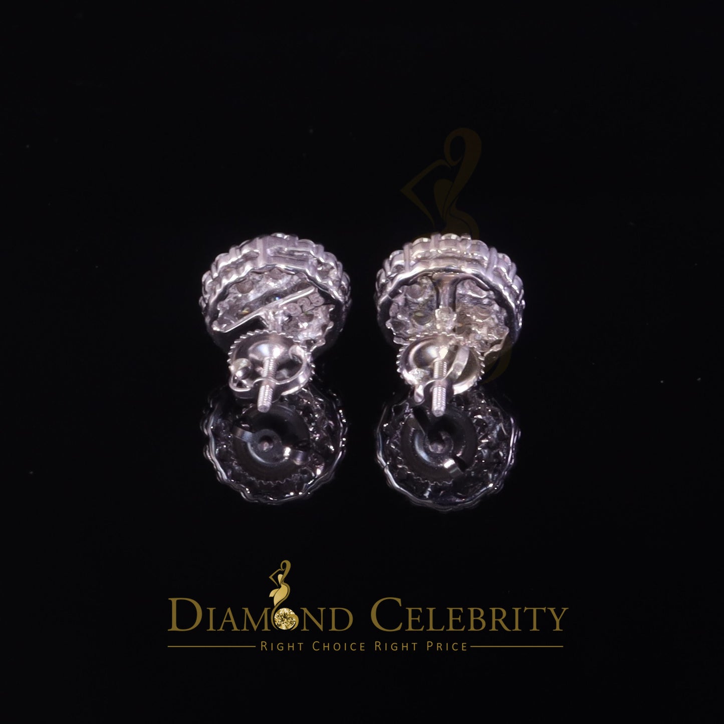 Diamondcelebritees Men's/Womens 925 Silver White 2.00ct VVS 'D' Moissanite Round Stone Earrings