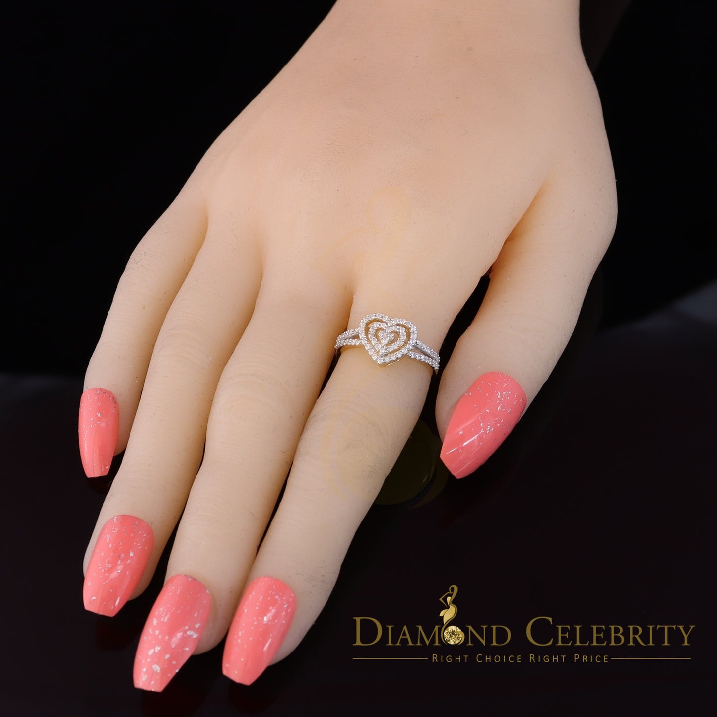 DiamondCelebritees 0.63ct Cubic Zirconia 925 Silver Shiny Yellow Heart Engagement Womens Ring SZ 7