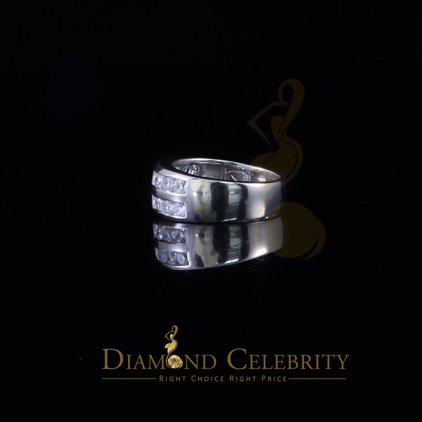 DiamondCelebritees Sterling White Silver Round 3.42ct Cubic Zirconia Round Men's Ring Size 10