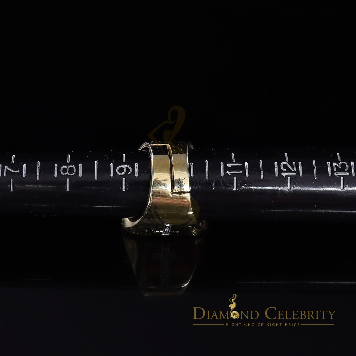 Men's 0.25CT Silver Diamond Yellow Square Adjustable Ring From Size 10 to 12