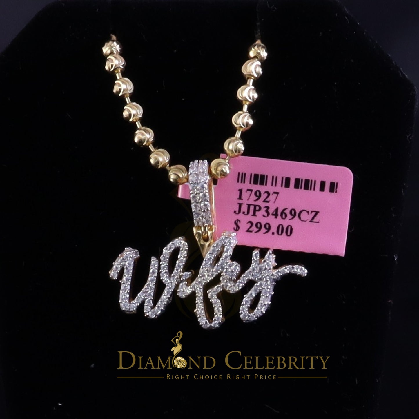 DiamondCelebritees New 1.60ct Cubic Zirconia Men/Women Sterling Silver Yellow 3D "WIFEY" Pendant