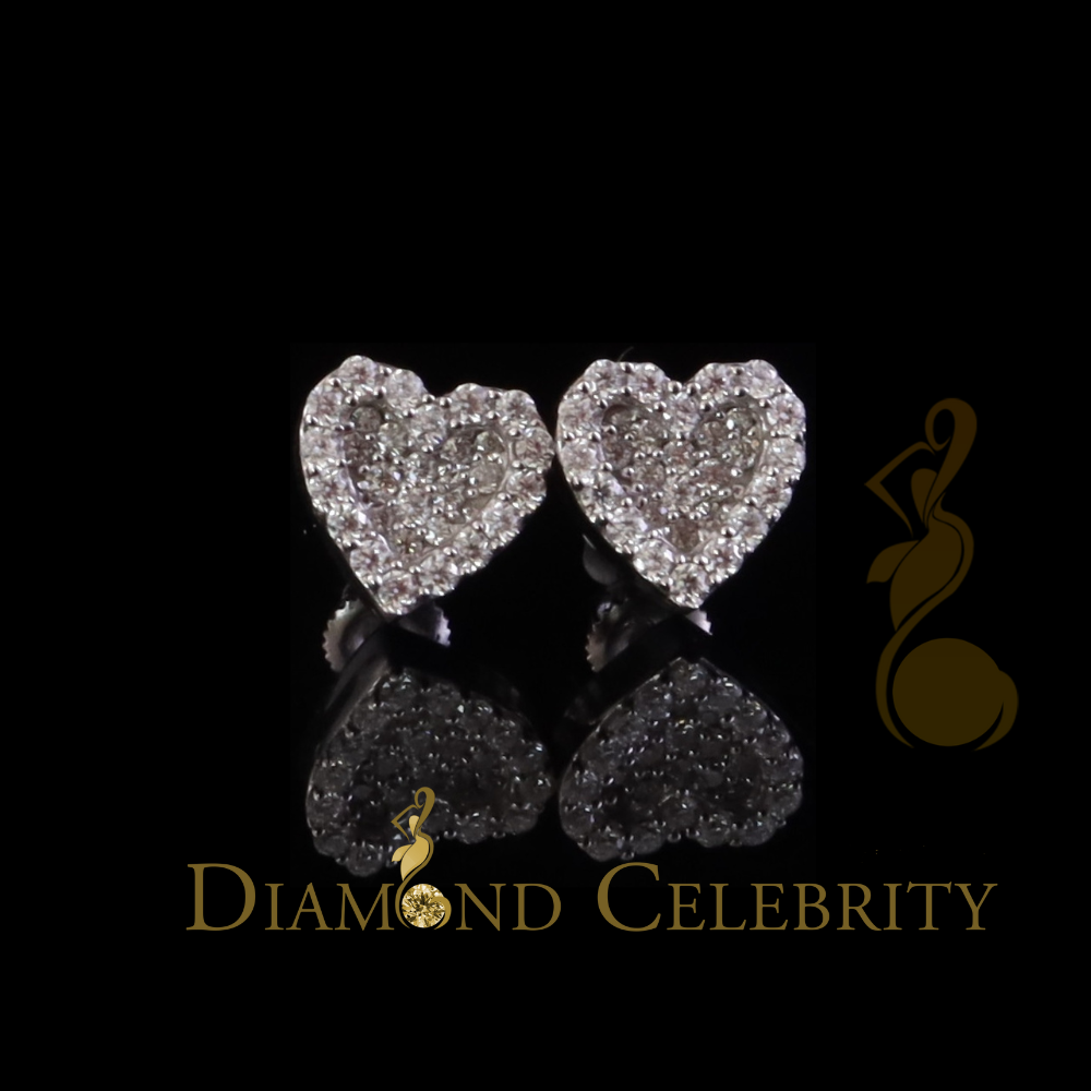 Diamondcelebritees 925 White Silver 0.66ct VVS 'D' Moissanite Heart Stud Earring Men's/Womens