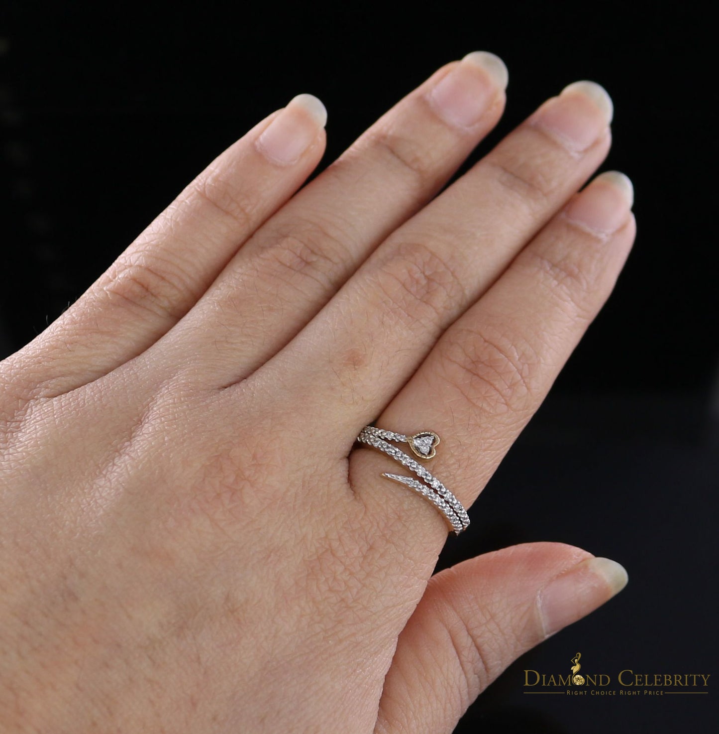 DiamondCelebritees Real 10kt Real Yellow Gold Real Diamond 0.12CT Heart Shape Womens Ring Size 7