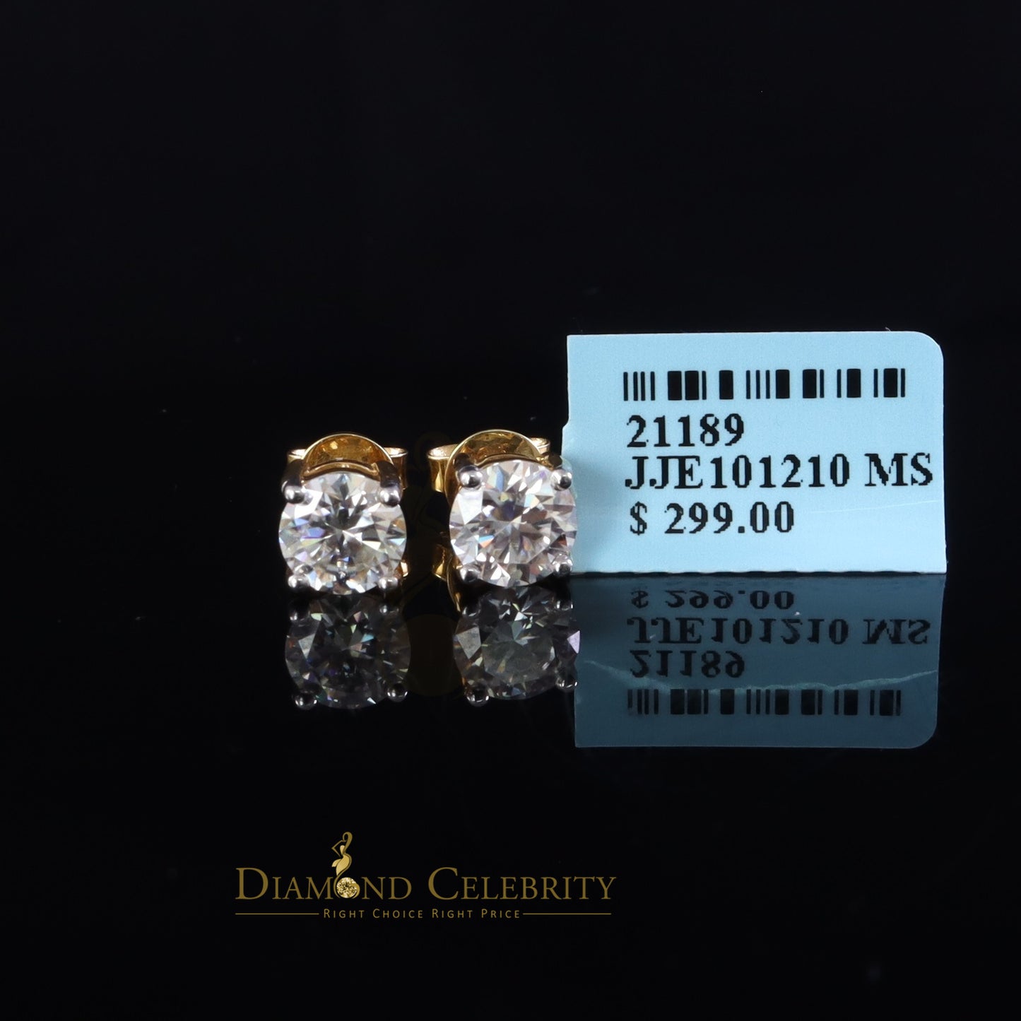 DiamondCelebritees 2.00ct VVS 'D' Moissanite Men's/Womens 925 Silver Yellow Round Stud Earrings
