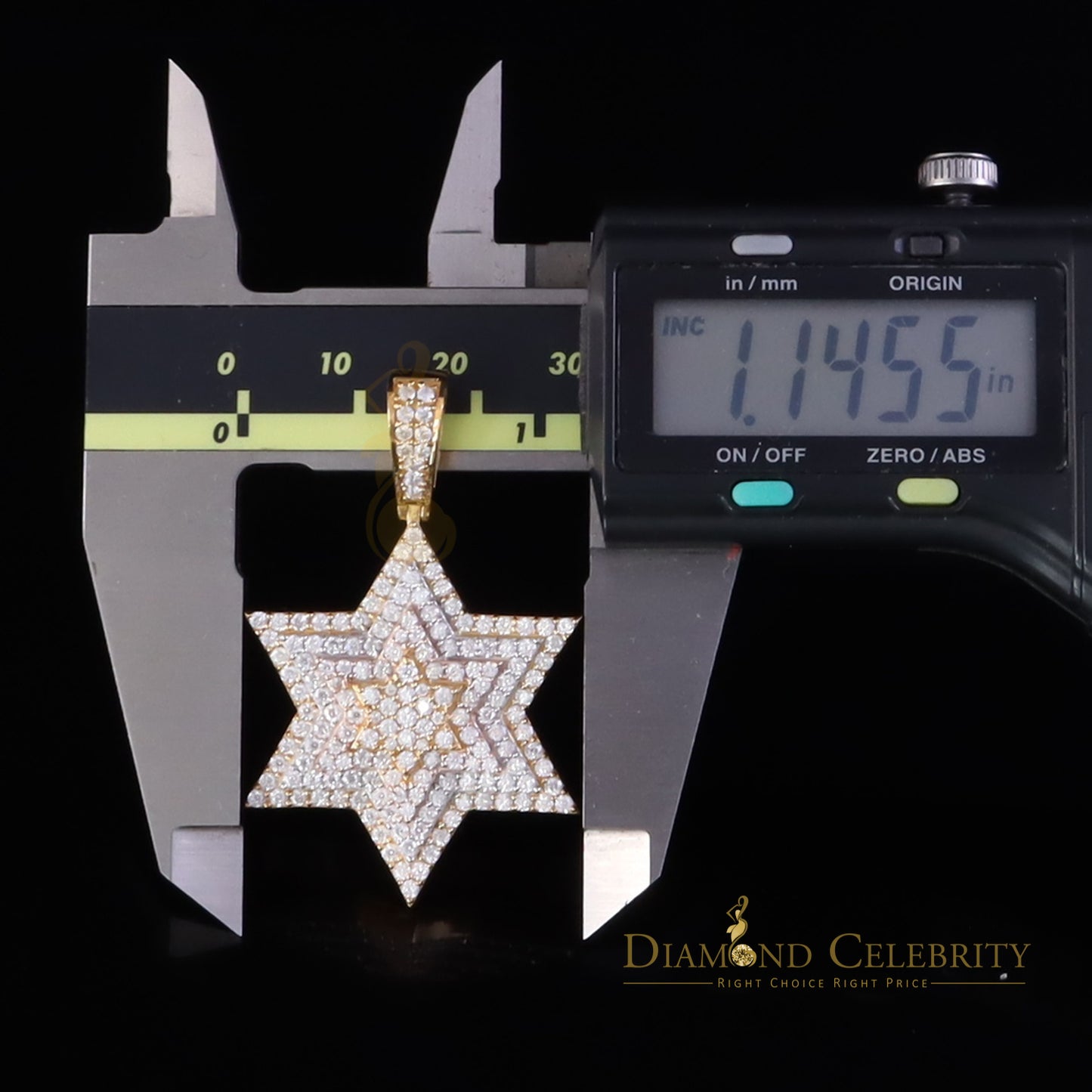 Diamondcelebritees 2.50ct VVS 'D' 925 Moissanite Six Pointed David Star Silver Yellow Pendant Men's