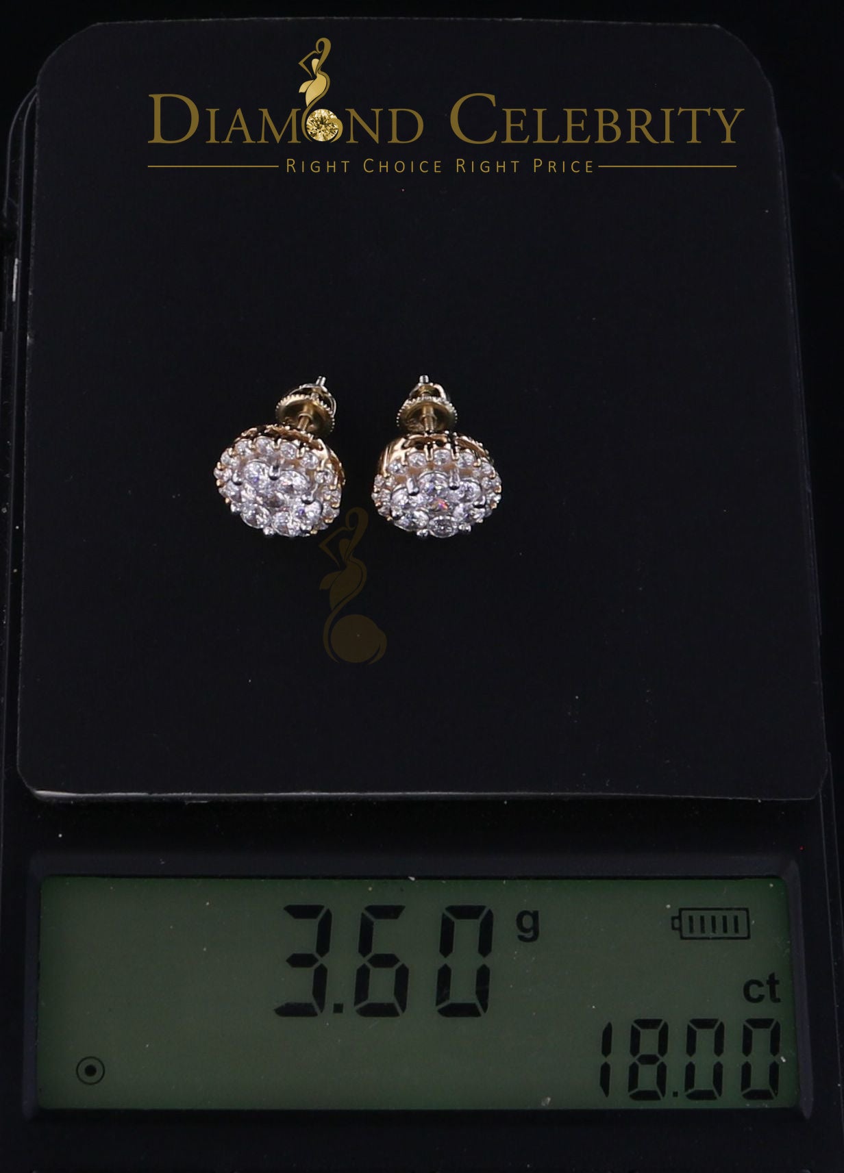 DiamondCelebritees 925 Sterling Yellow Silver 1.49ct Cubic Zirconia Floral Women Stud Earrings