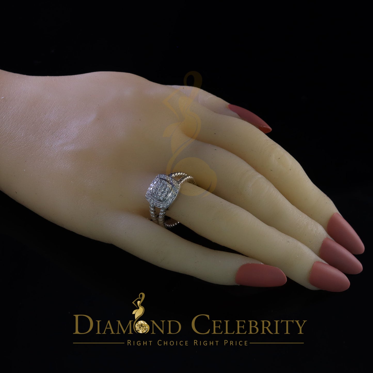 DiamondCelebritees 0.95ct Cubic Zirconia 925 Sterling White Silver Square Womens Ring Size 7.5