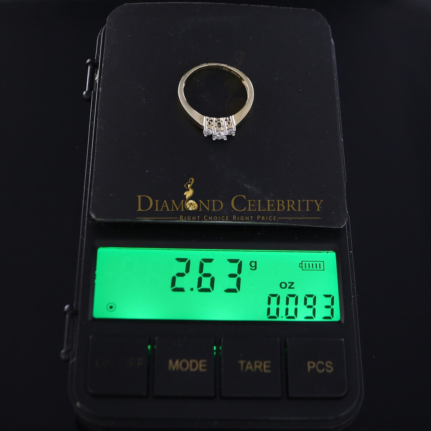 DiamondCelebritees Real 14kt Yellow Gold with 0.25CT Real Diamond Past Present Future Ring Size 7
