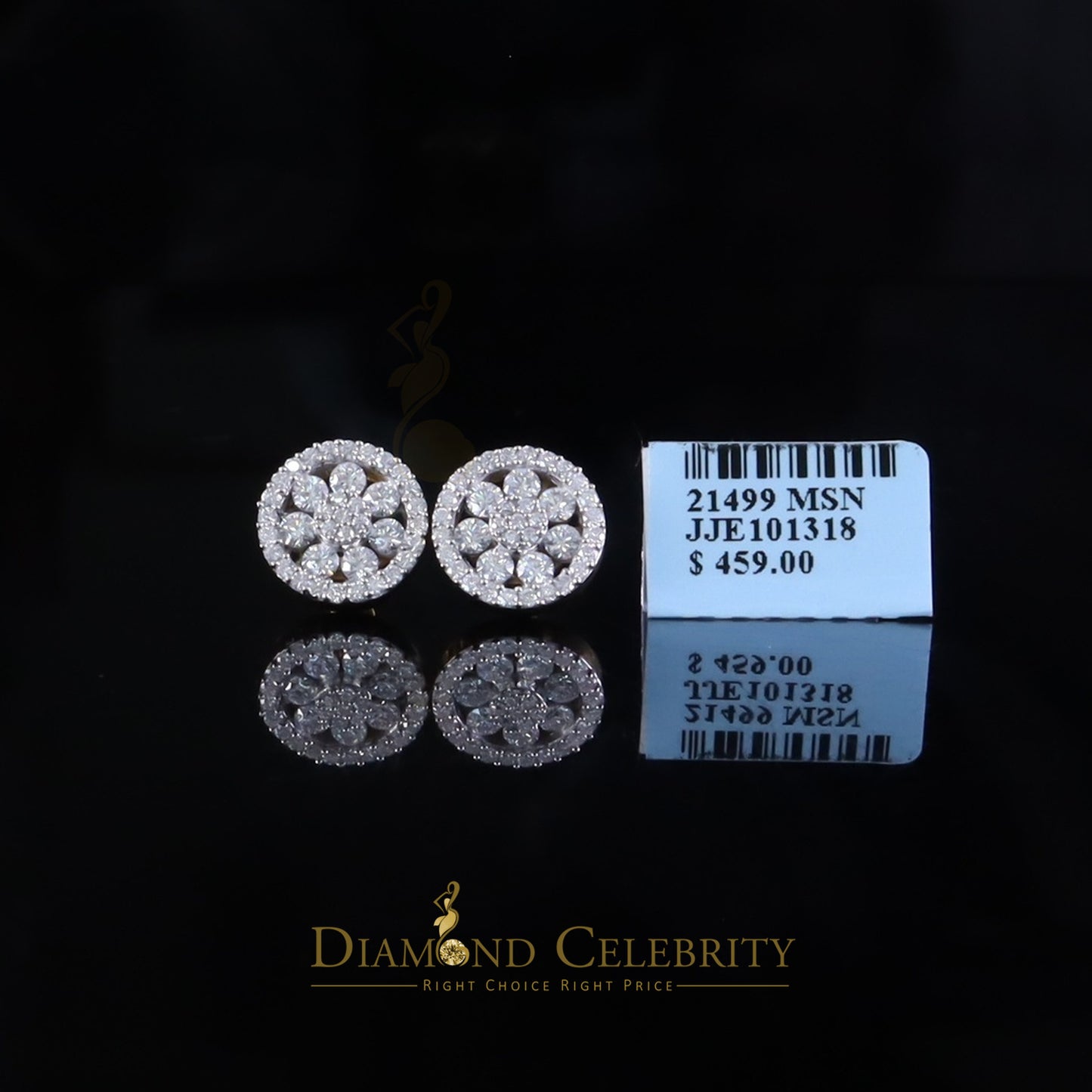 DiamondCelebritees Big Yellow Flower Stud 1.50ct VVS D Moissanite Men's/Womens 925 Silver Earrings