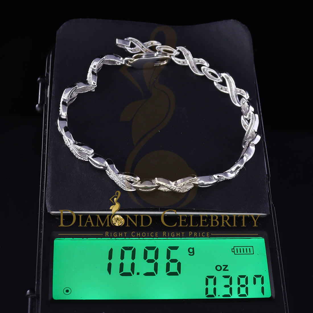 Diamondcelebritees 925 Silver White Exotic Design Bracelet Size 7 Inch 0.20CT Genuine Diamonds