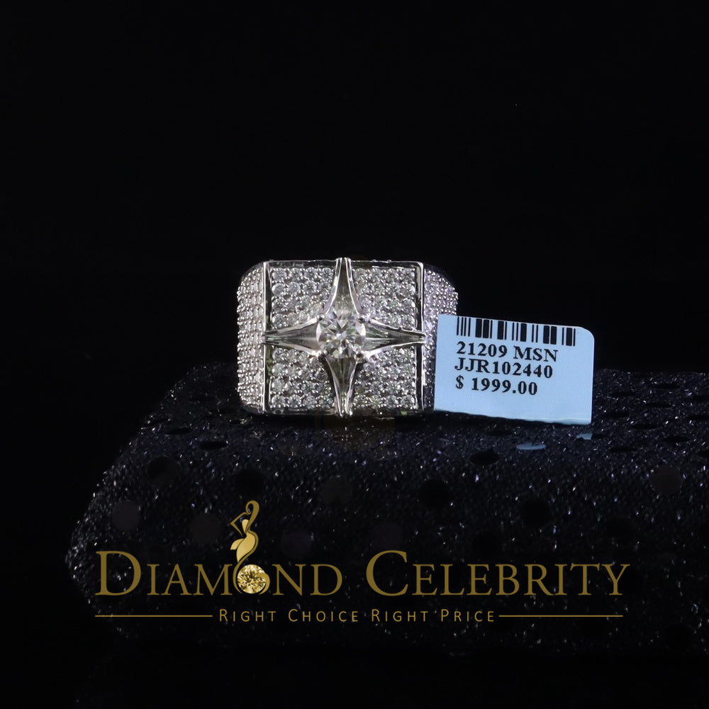 DiamondCelebritees 925 White Sterling Silver 7.00ct VVS 'D' Moissanite Men's Square Rings Size 10