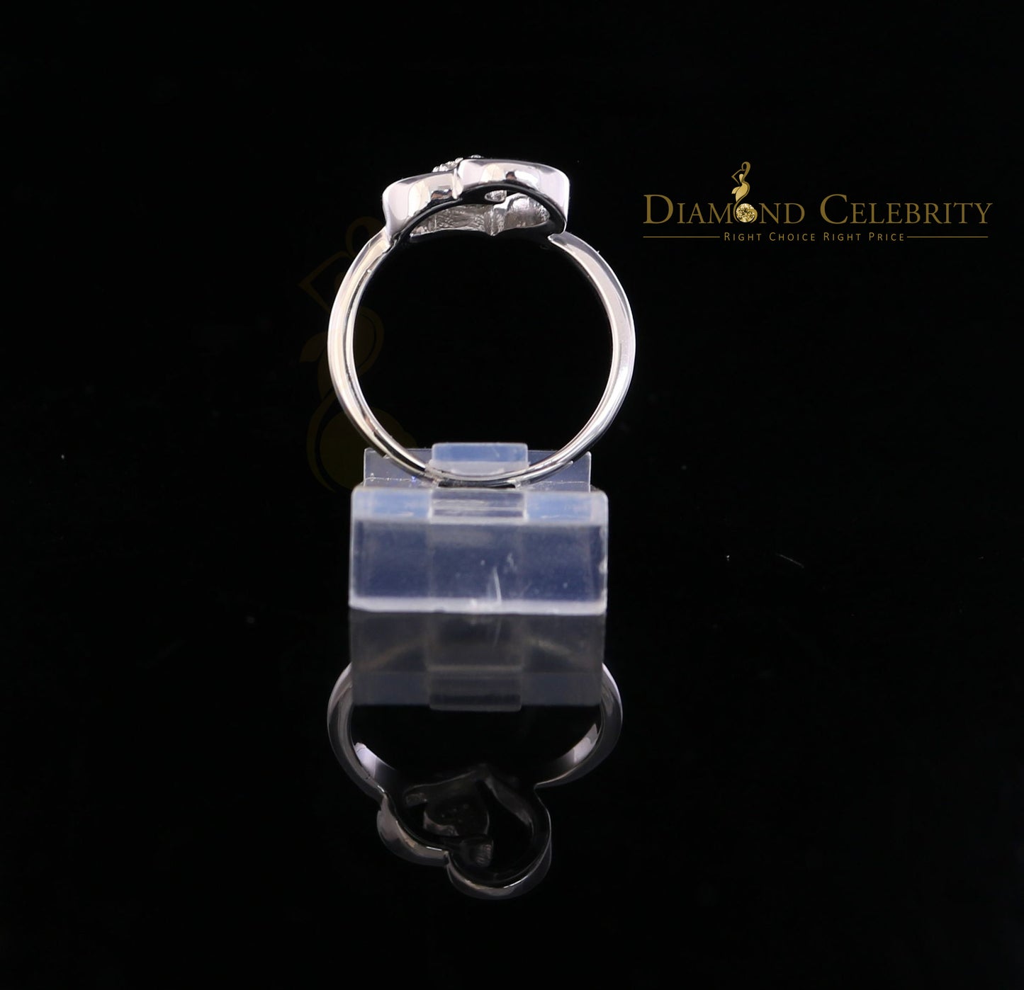 DiamondCelebritees 0.07 CT Real Diamond Womens Sterling Silver White Engagement Heart Ring Size 7