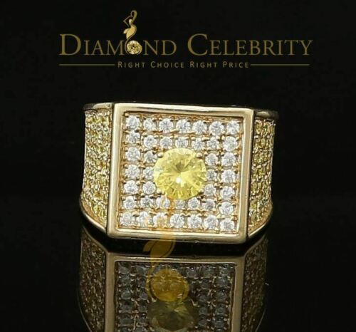 DiamondCelebritees 925 Sterling Yellow Silver Square Shape Cubic Zirconia 9.50ct Womens Ring Size7