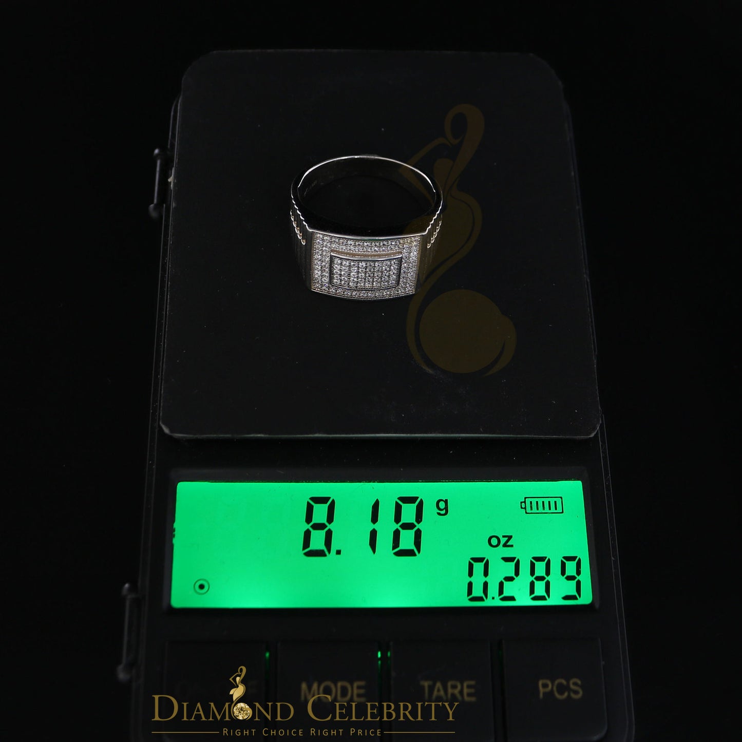 DiamondCelebritees 925 Silver White Square 1.20ct Cubic Zirconia Men's Engagement Ring Size 10