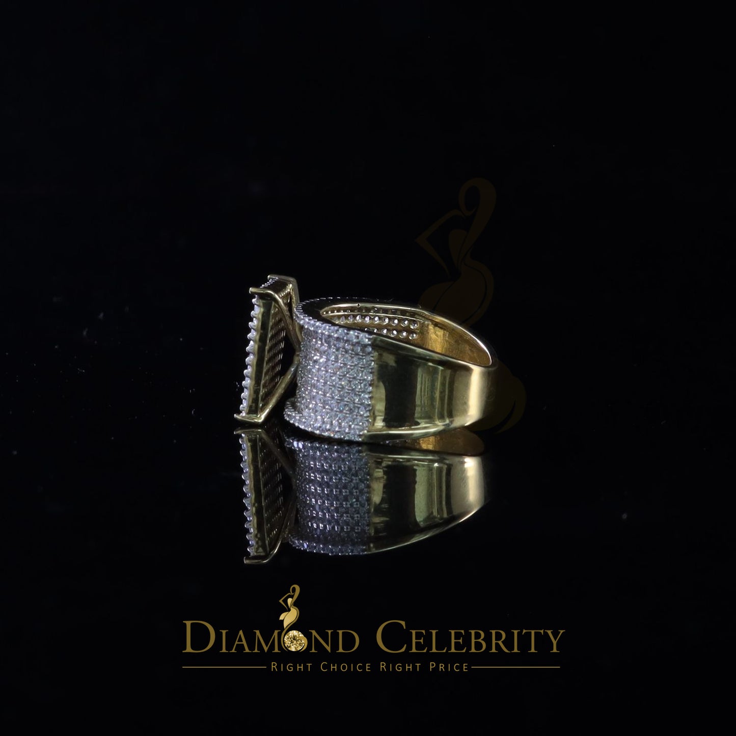 DiamondCelebritees 925 Sterling Yellow Silver Square Cubic Zirconia 3.45ct Womens Ring Size 7