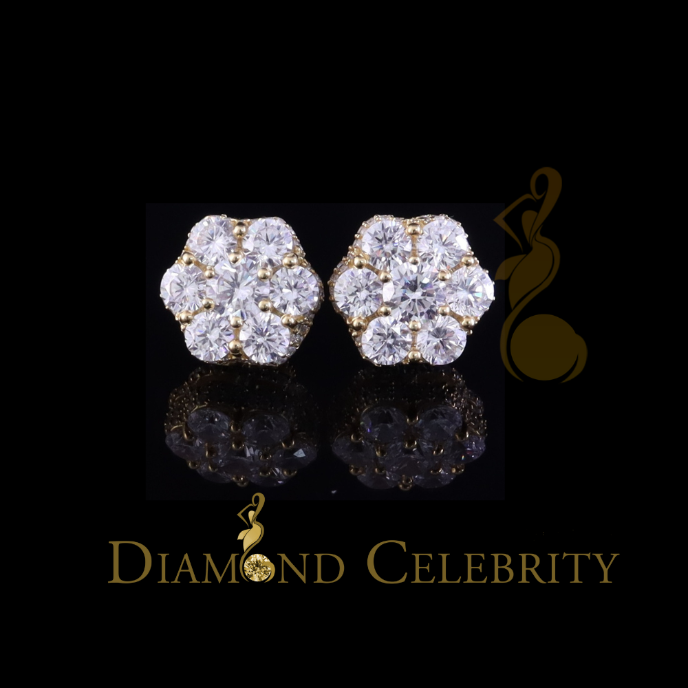 DiamondCelebritees 8.72ct Cubic Zirconia 925 Silver Yellow For Men's & Women's Floral Style Earring