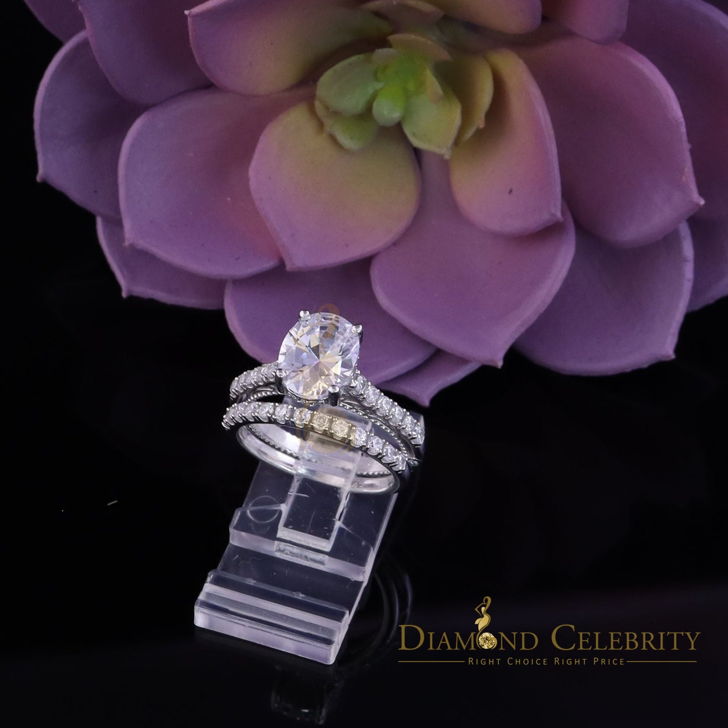 DiamondCelebritees White 5.68ct Cubic Zirconia 925 Sterling Silver Bridal Style Womens Ring SZ 7