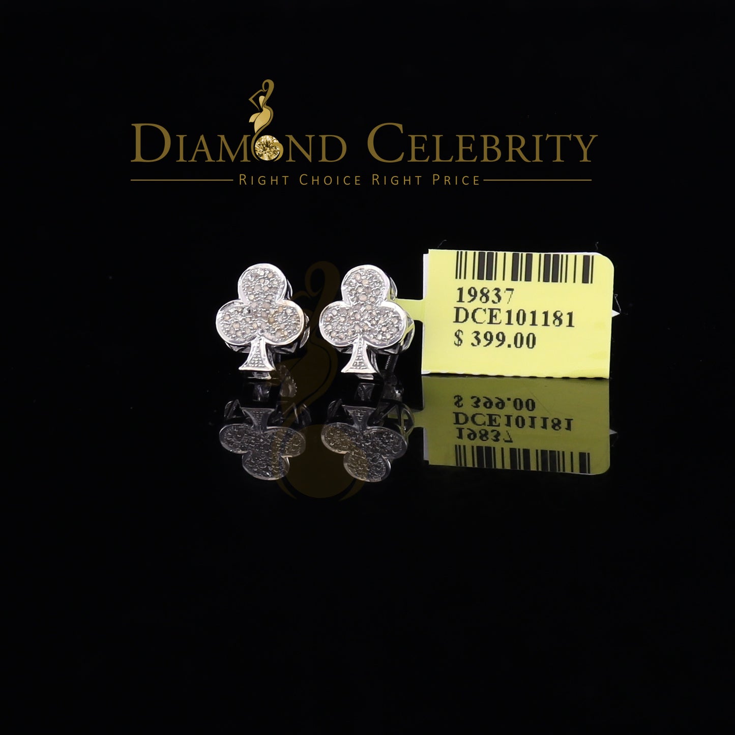 DiamondCelebritees 0.20ct Diamond 925 Sterling White Silver Women's & Men's Club Suit Earrings