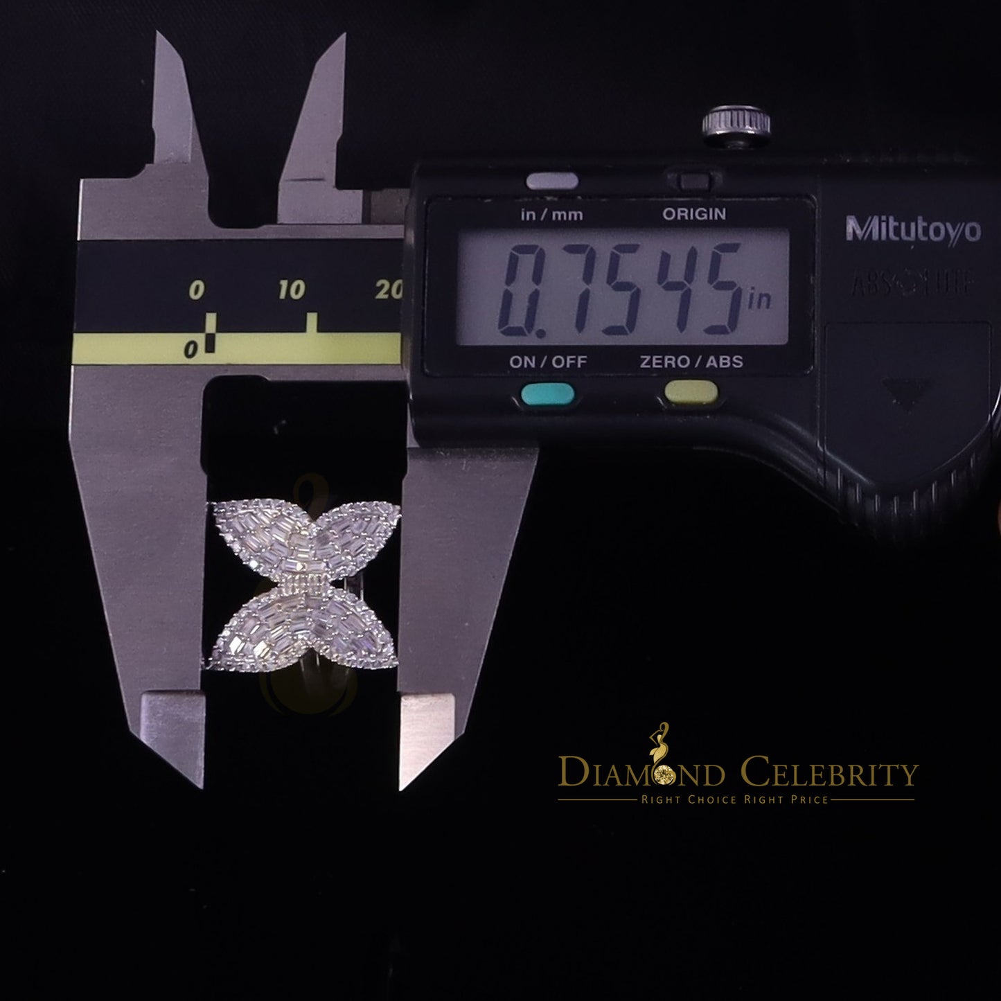 DiamondCelebritees Womens 925 Silver White 1.50ct VVS 'D' Moissanite Butterfly Rings Size 7