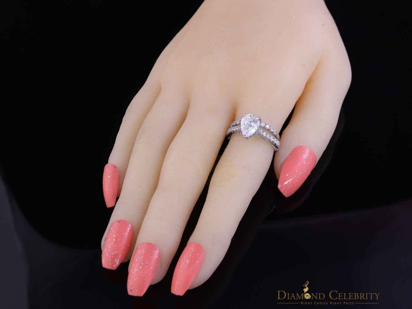 DiamondCelebritees 4.43ct White Cubic Zirconia 925 Sterling Silver Bridal Fashion Womens Ring SZ 7
