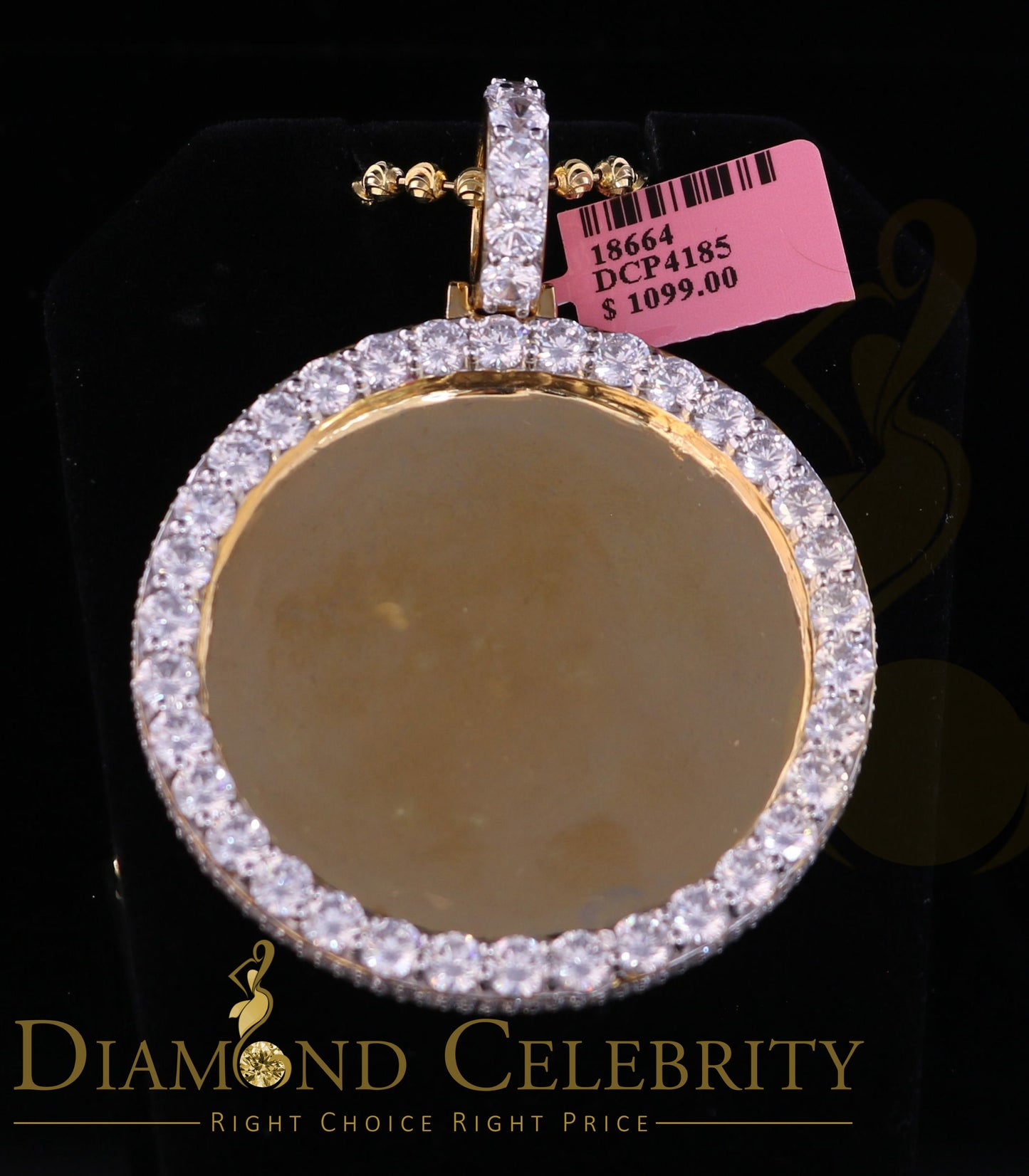 DiamondCelebritees Beautiful Yellow 925 Sterling Silver Round Shape Pendant 12.00ctCubic Zirconia