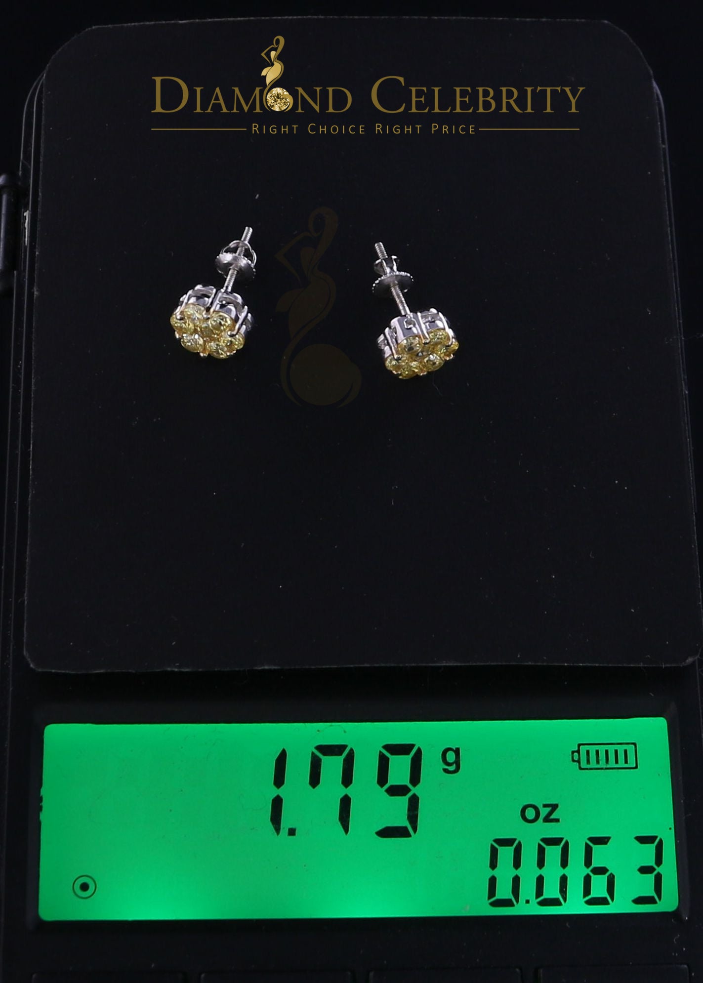 DiamondCelebritees 925 White Silver Sterling 2.06ct Cubic Zirconia Hip Hop Flower Women's Earrings