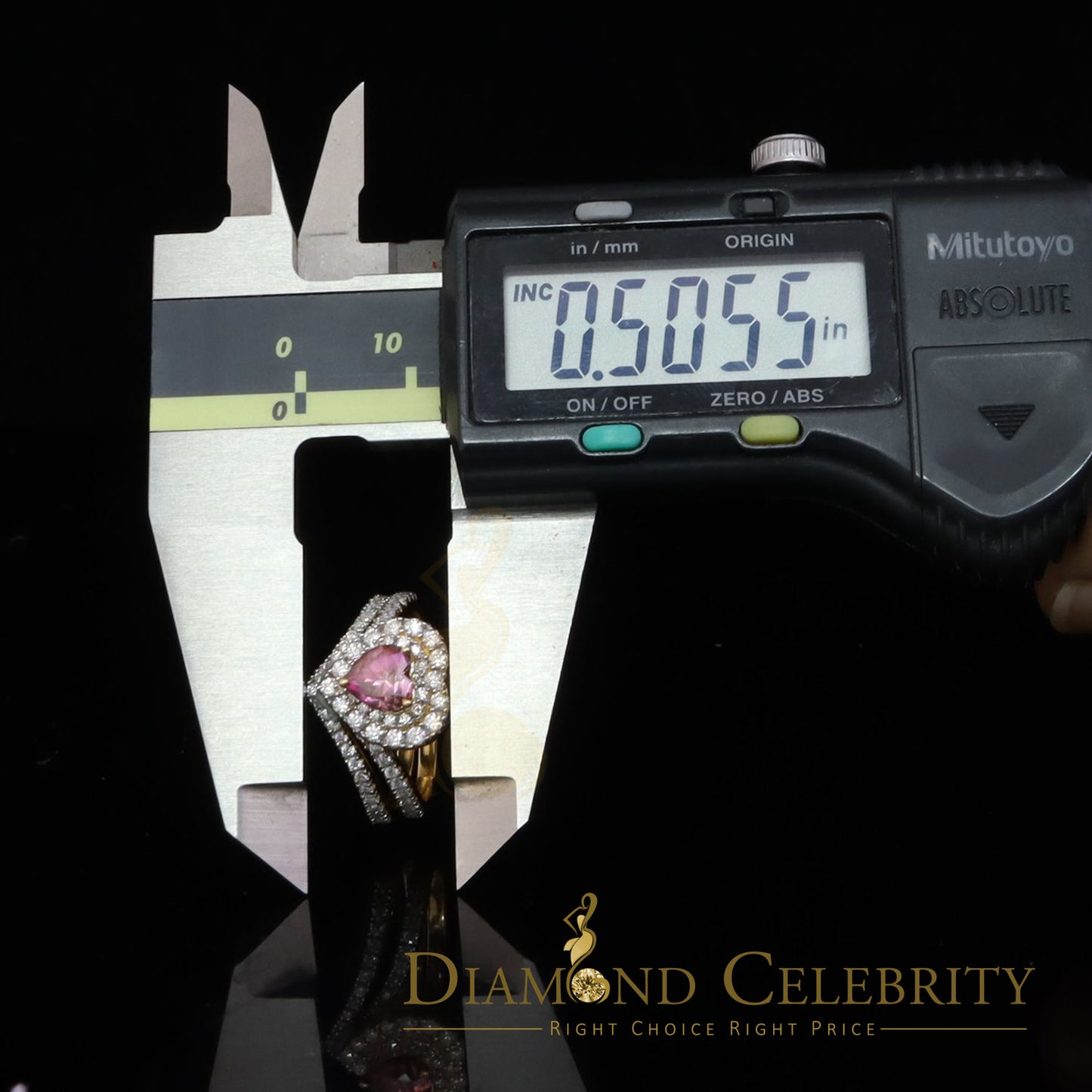 DiamondCelebritees Women's 925 Silver Yellow VVS 'D'1.66CT Pink Moissanite Heart Bridal Ring SZ 7