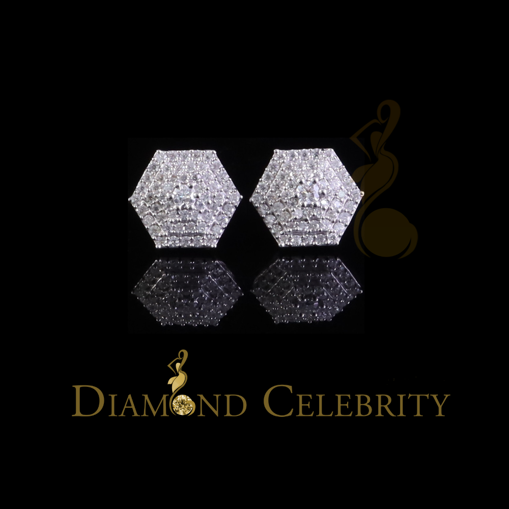 Diamondcelebritees 1.0ct VVS 'D' Moissanite Men's/Women's 925 Silver White Hexogonal Stud Earrings